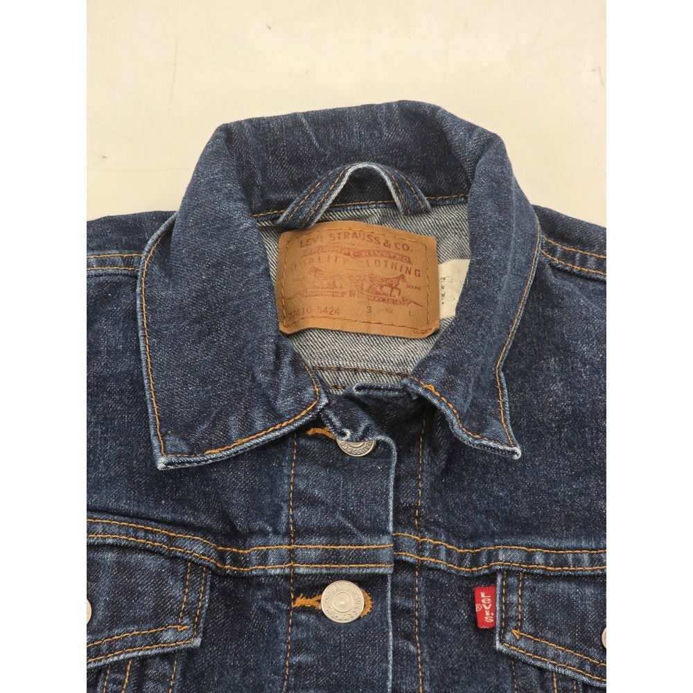 LEVI'S DENIM JACKET BLUE DARK WASH COTTON #77410-5424 SIZE SMALL - Picture 7 of 9